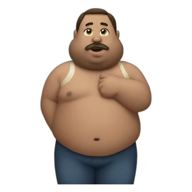 fat man in front of a trans flag sticker