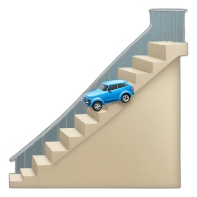 Car driving on top of staircase sticker