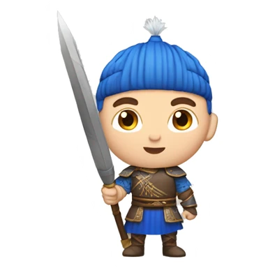 British white male with skin fade brown hair and blue eyes wearing a Mongolian warrior outfit sticker