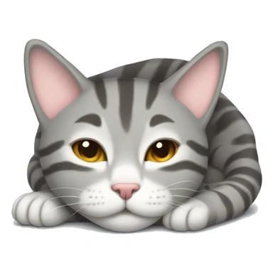cat sleeping gray tabby sticker