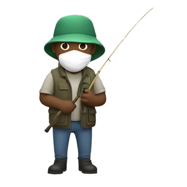 man with mask and fishing bob sticker