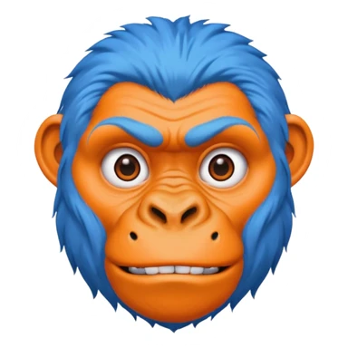 blue haired gorilla head with orange face tattoo lines, no text, slightly different expression sticker