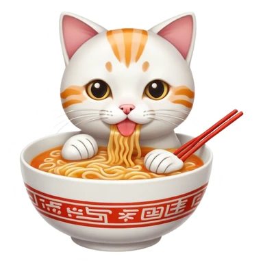 cat eating ramen sticker