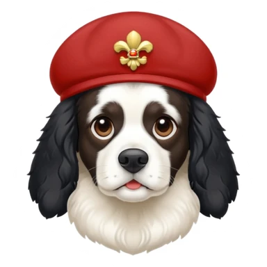 Собака породы черно-белый русский кокер спаниель в шапке ушанке sticker