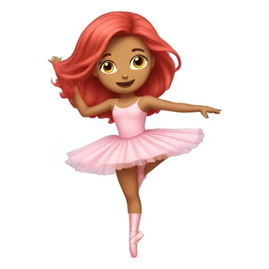 pretty girl with long red hair dancing ballet in a pink ballerina outfit  sticker