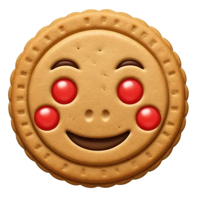 Emoji de un paquete de galletitas tipo pepas de membrillo, con algunas galletas redondas y el centro rojo visible. sticker