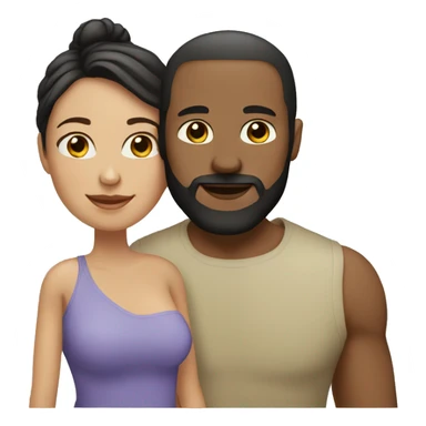 mixed couple , husband has white skin with a beard and wife is black sticker