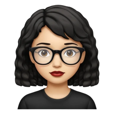 niña con pelo ondulado corto pero no tan corto color negro y lentes negros sticker