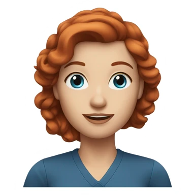 Attractive auburn hair woman with blue eyes waving sticker