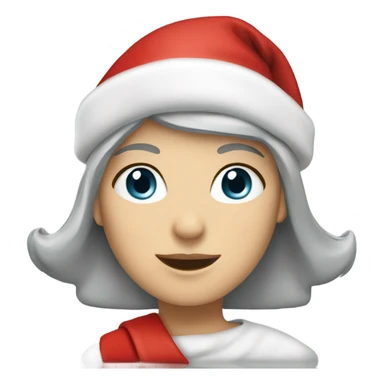 silver short haired caucasian woman wearing a Santa cap sticker