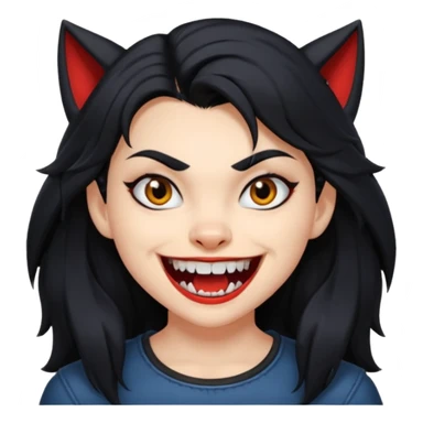 Werewolf black hair girl with a smile sticker