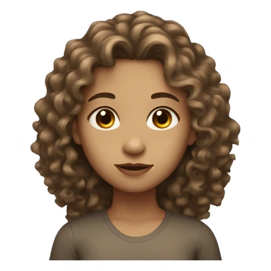Girl with light skin, long and curly Brown hair, dark eyes sticker