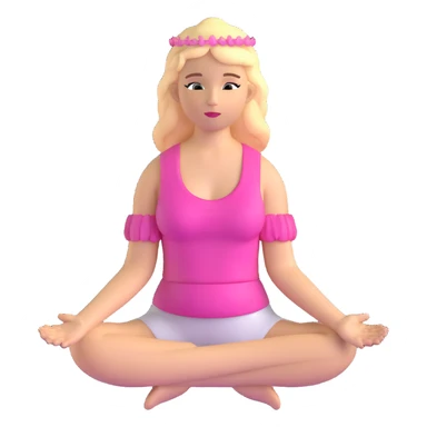 Blonde woman angel with long hair meditating with pink hair accessories sticker