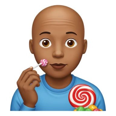 Bald black man eating candy sticker