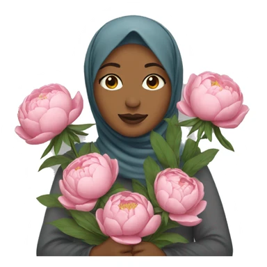 Woman with hijab holding peonies sticker