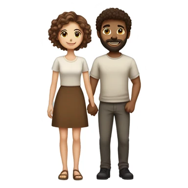 A beautiful brown-haired girl with a hairy brown-haired man with short hair holding hands and loving each other sticker