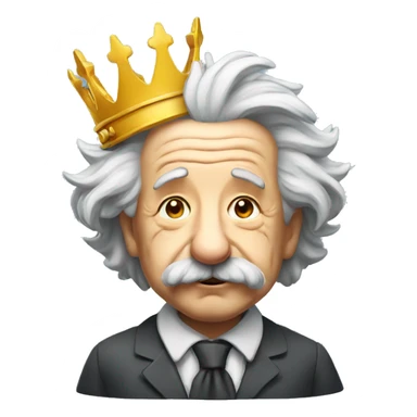 Albert Einstein with a crown sticker