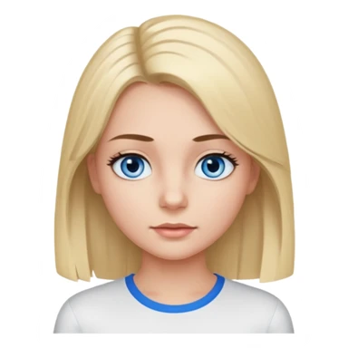 ragazza con capelli piastrati truccata con mascara, occhi azzurri e maglietta attillata bianca a maniche lunghe sticker