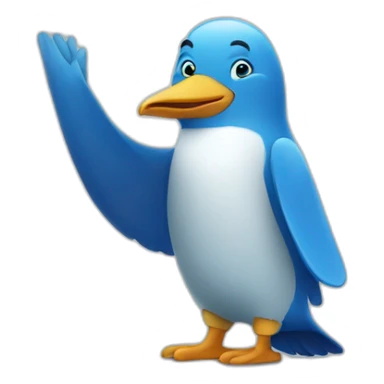 blue pingouin saluting sticker