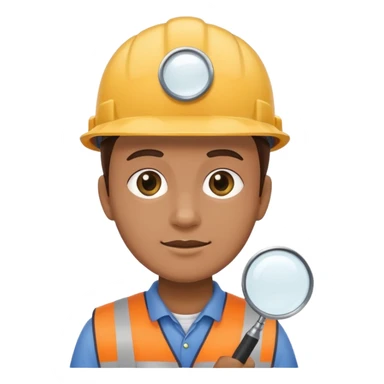 railway worker holding a magnifying glass sticker