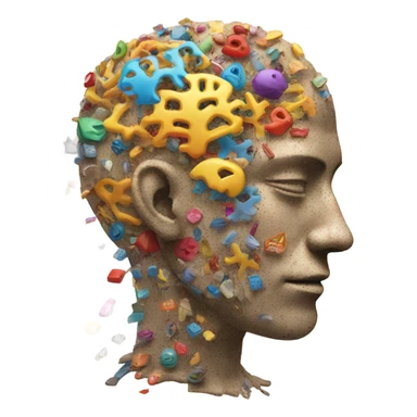 A humanoid brain with fragments of memory sticker