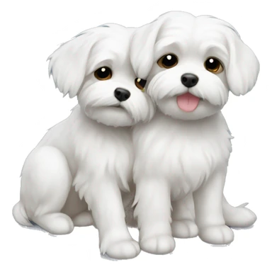 Maltese dogs cuddling  sticker
