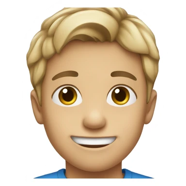 smiling boy in blue shirt sticker