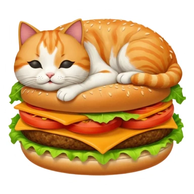 cat sleeping on the burger sticker
