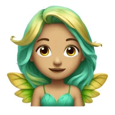 Beautiful, leaf, fairy, gold, turqoise, green, long hair, big wings sticker