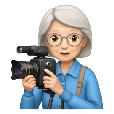 woman cameraman hold a camera, elderly sticker