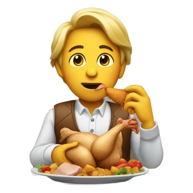 Person eating chicken sticker
