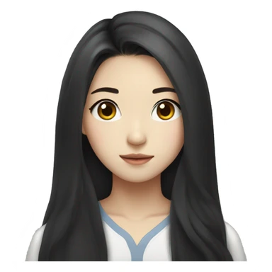 23 year old Korean girl with a black long hair and big ey sticker
