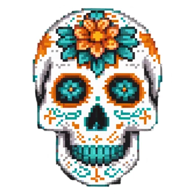 teal and orange sugar skull sticker