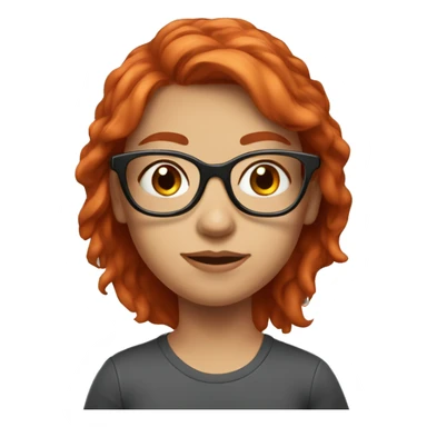 A red-haired girl with glasses and a T-shirt with a name Vanya sticker