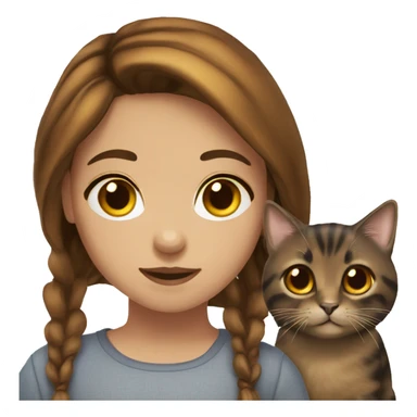 Girl brown hair and hazel eyes with torties cat sticker