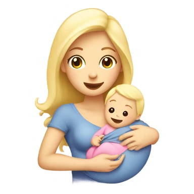 blonde woman breast feeding baby. pink sticker