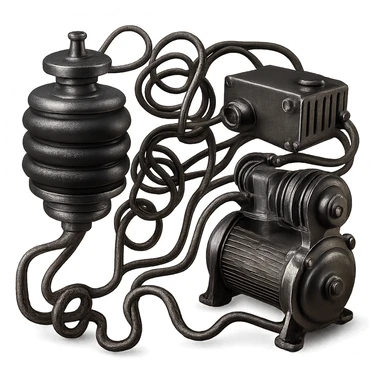 Make this car air suspension illustration look more realistic, with metallic textures, accurate lighting, and detailed components. Keep the background transparent. sticker