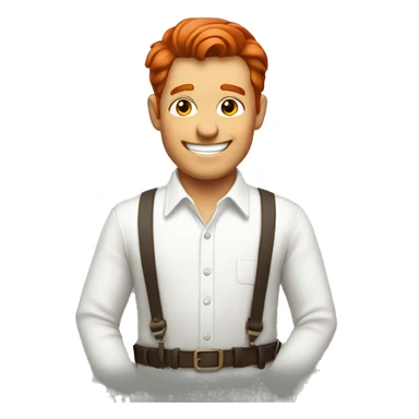Red hair happy gentleman in white shirt sticker