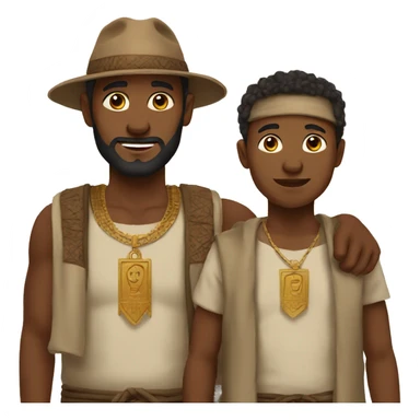 father and son in Israelite clothing. sticker