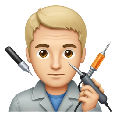 man with a soldering iron sticker