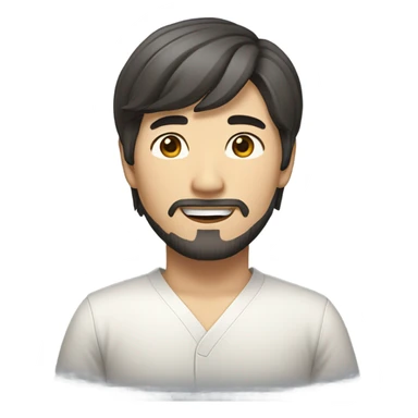 Korean Male with half long hair and small beard sticker