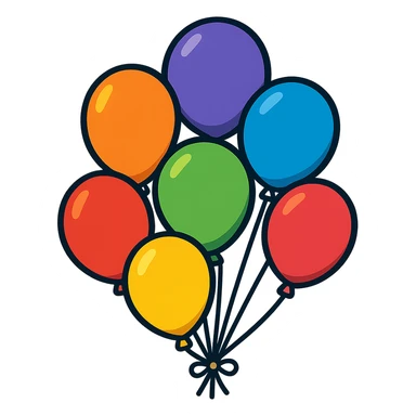 bunch of party balloons tied together sticker