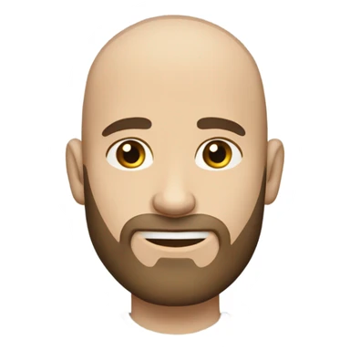 Bald skinny man with brown hair on sides and beard under his neck and pale skin sticker
