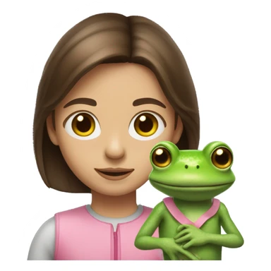 a girl who lives in brixton with medium length brown hair, with a pink streak through it, who is standing with a frog on her shoulder sticker