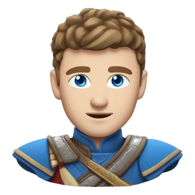 British white male with skin fade brown hair and blue eyes wearing a Mongolian warrior outfit sticker