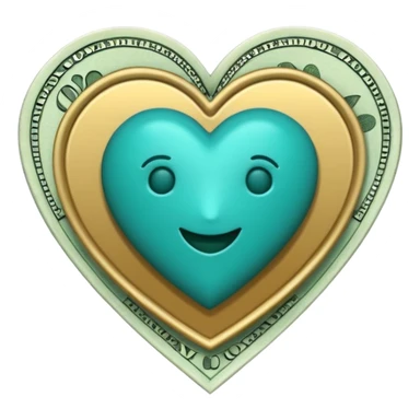 Teal heart with money sticker