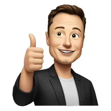 Elon Musk shows thumbs up sticker