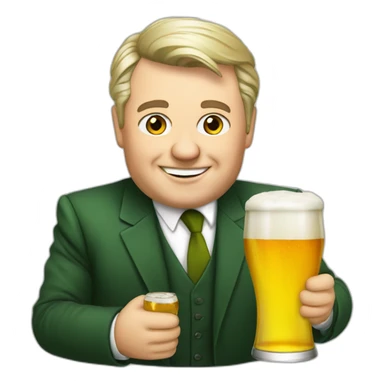 lithuania president with a beer sticker