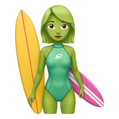 green skin woman with surfboard sticker