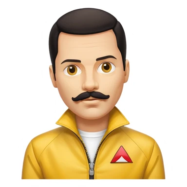 Freddie Mercury with mustache and yellow jacket sticker